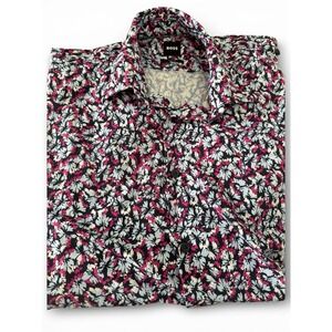 Hugo Boss Slim Fit Floral Long Sleeve Button Up Size Medium Polyamide Stretch